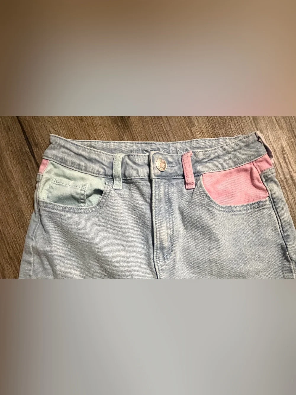 Justice -  Light Wash Jeans with Pink Care Bears Appliqué - Size 16